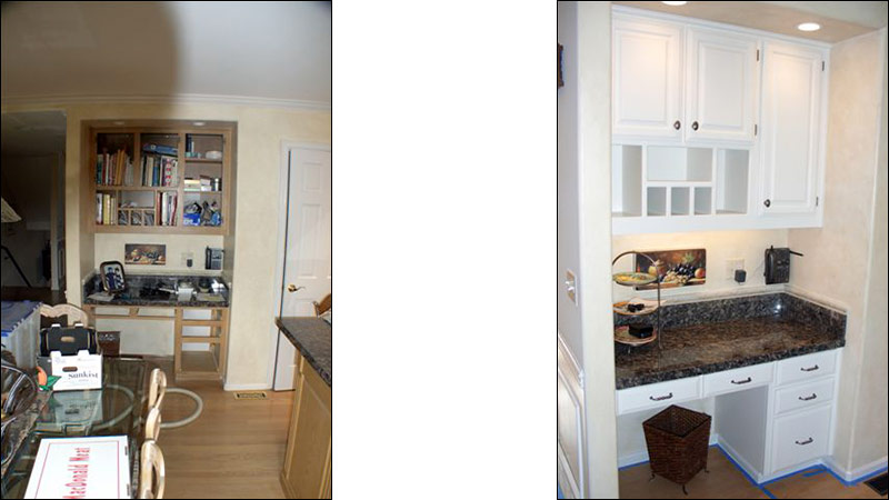 Before and after kitchen cabinet renovation
