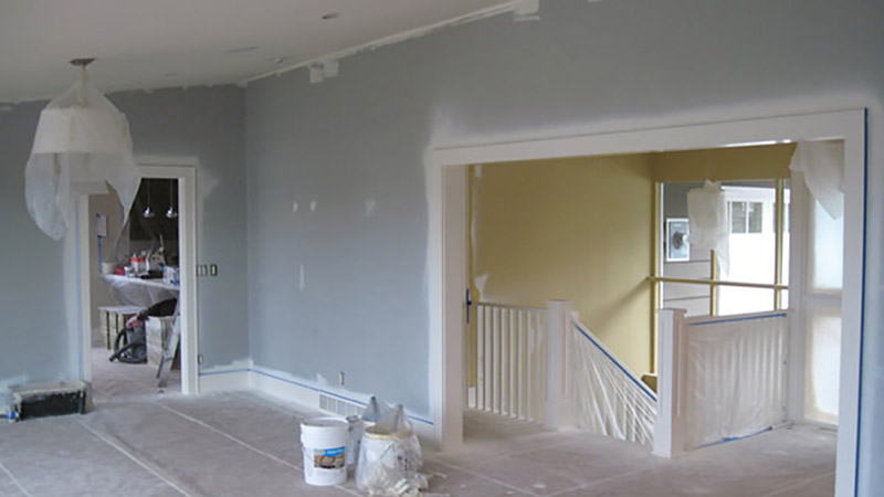 Home interior renovation with staircase and painting
