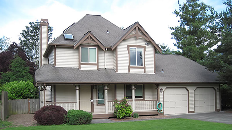 Two-story suburban house with attached garage